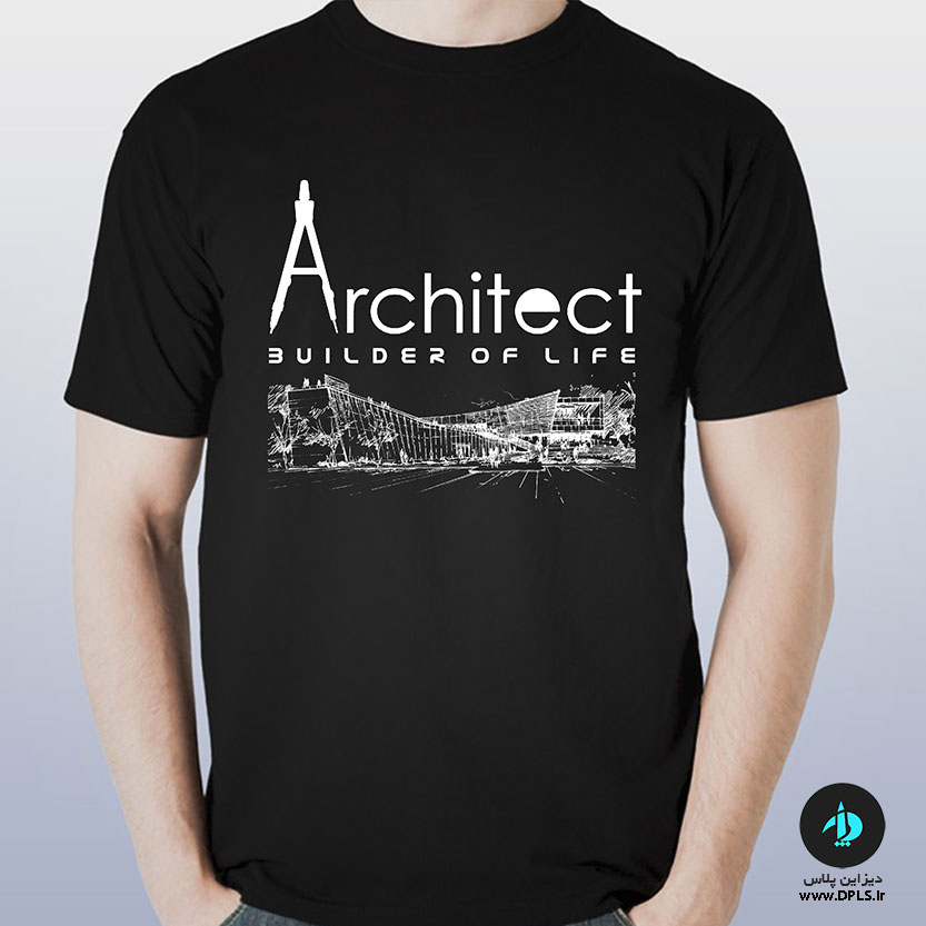 تیشرت طرح معماری 1 1 - تی شرت طرح معماری آرشیتکت ۱ مشکی