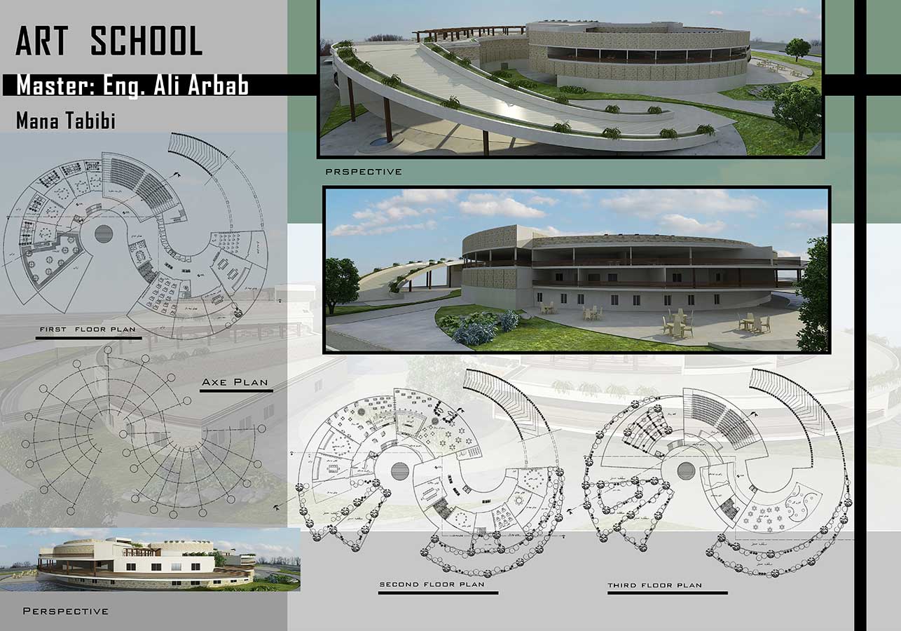 دانلود پروژه معماری مدرسه هنر 3 - دانلود پروژه معماری مدرسه هنر به همراه نقشه ، سه بعدی و جزئیات