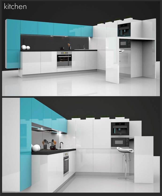 صحنه داخلی آشپزخانه 3d max 13 - صحنه داخلی آشپزخانه آماده ۳dMax