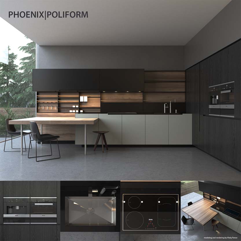 صحنه داخلی آشپزخانه 3d max 8 - صحنه داخلی آشپزخانه آماده ۳dMax