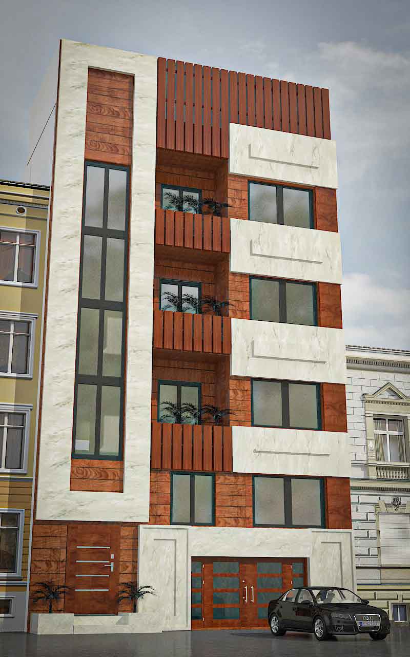 دانلود پروژه کامل آپارتمان 4 طبقه تک واحدی